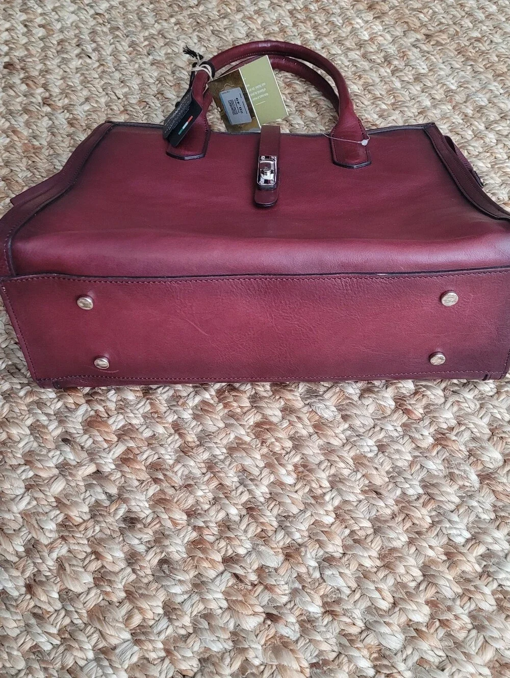 CAVALCANTI ITALIAN DESIGNER WINE BURGUNDY LEATHER SATCHEL SHOULDER TOTE BAG NWT